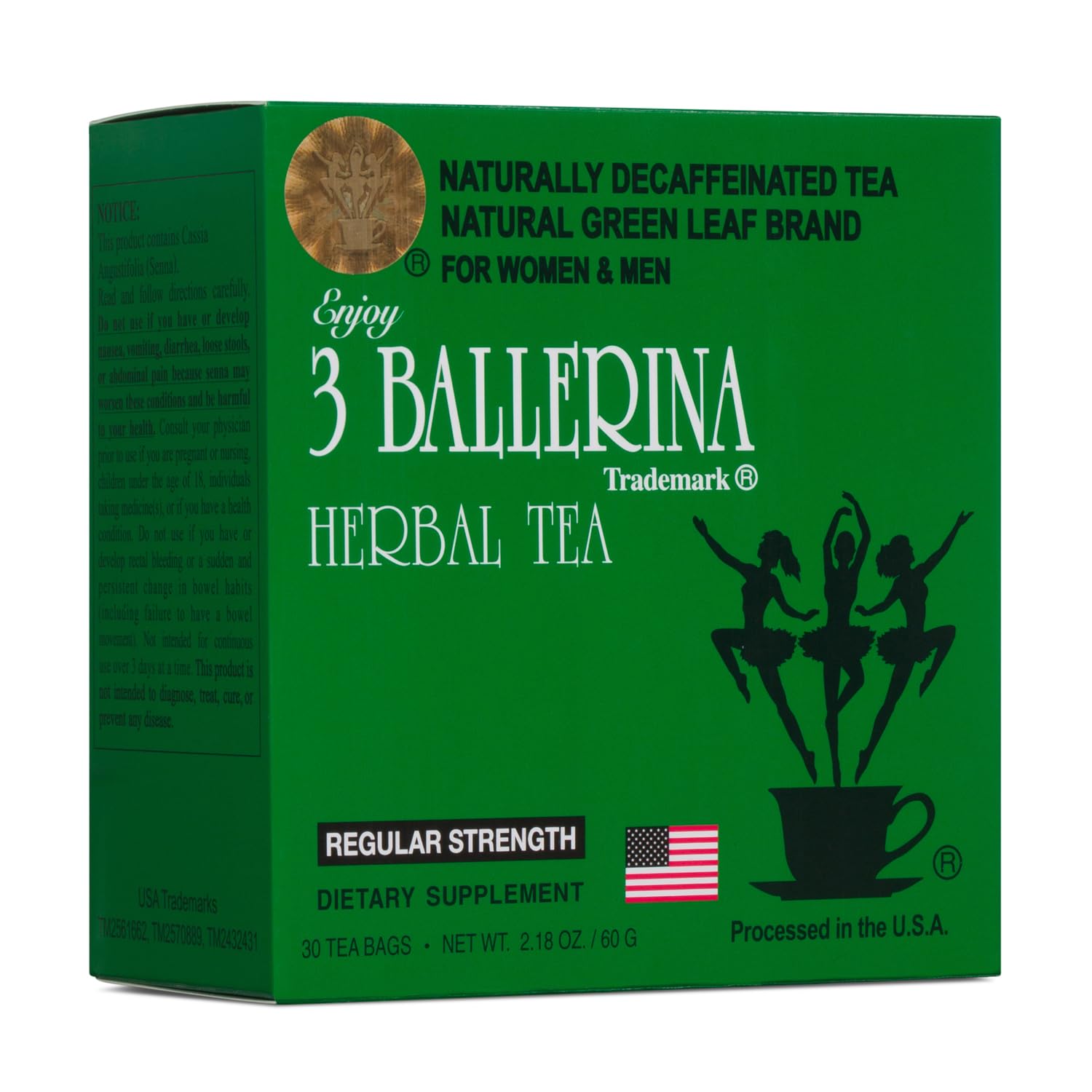 Diet Tea for Men and Women 30 Tea Bags, Three Ballerina