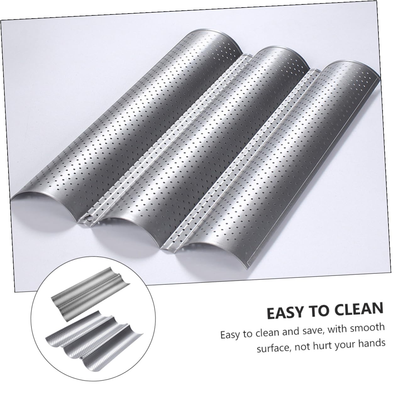 Alipis 2 piezas Molde para Hornear Baguettes Antiadherente Bandeja Horno Perforada Pan Francés Resistente al Calor para Cocina y Panadería
