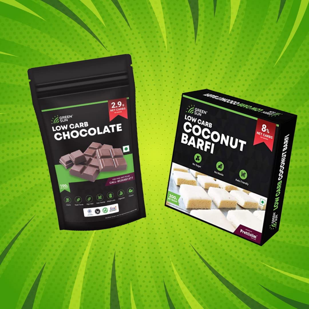 green sun gift hamper coconut barfi and chocolate combo (100 gram chocolate and 200 gram barfi)