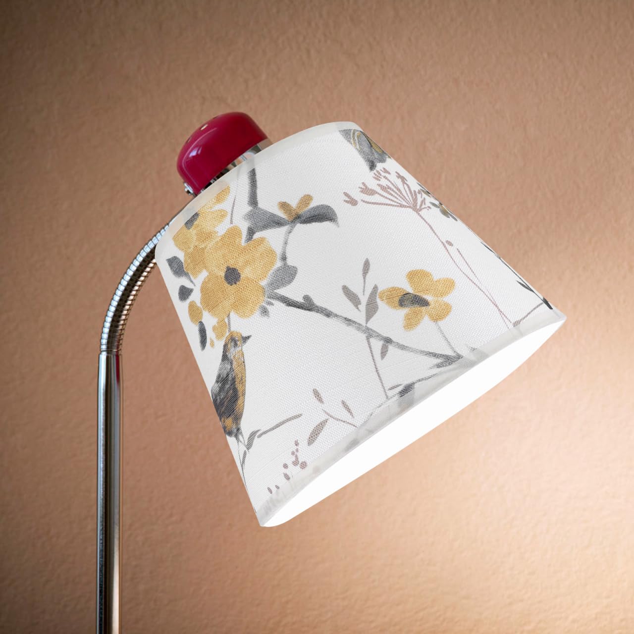 Tofficu Flower and Bird Fabric Lampshade Birds Printed Large Lampshade for Table Lamps Shade Fabric Patterned Lamp Shade Animal Patterned Table Material Decorative Retro Decor Metal - Image 2