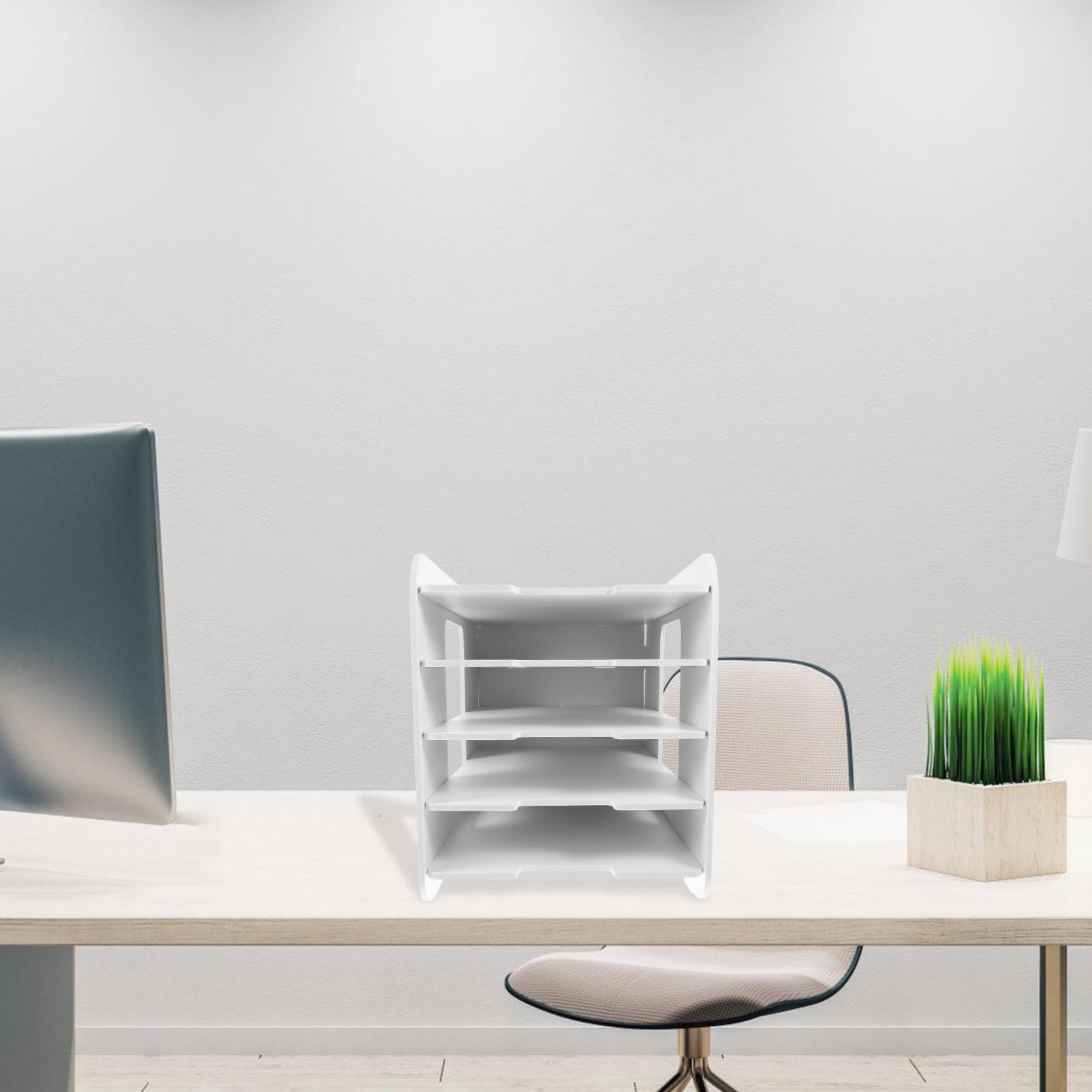 MAGICLULU Portadocumenti Da Tavolo in Materiale Composito Legno-plastica Organizzatore Di File Impilabile Per Scrivania Espositore Per Brochure e Lettere