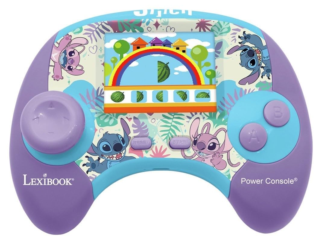 Lexibook, Disney Stitch Power Console® - Educational bilingual game console with 100 activities in English/French, JCG100Di1