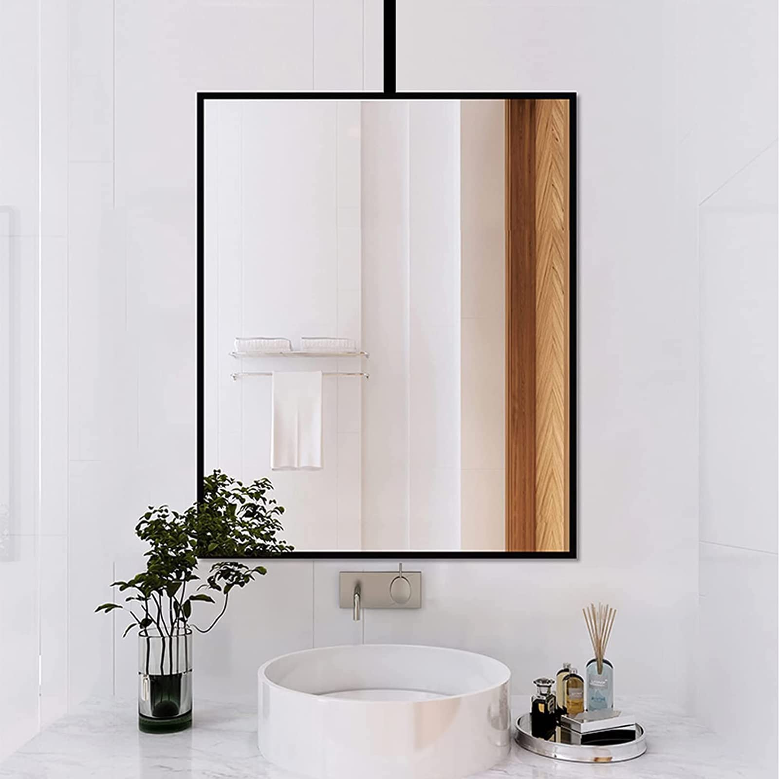 Miroir noir personnalisable à perche métallique pour une décoration murale haut de gamme