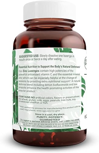 Miniatura 3 de Natural Nutra Pastillas de zinc con vitamina C, sabor a limón, apoyo inmunológico, fortificadas con bioflavonoides y propóleos de abeja, gluconato