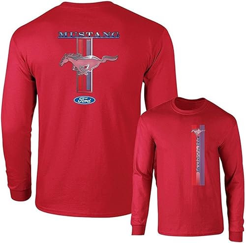 Miniatura 8 de Ford Mustang Pony Racing Stripe 5.0 Muscle Shelby Camiseta de manga larga con estampado delantero y trasero