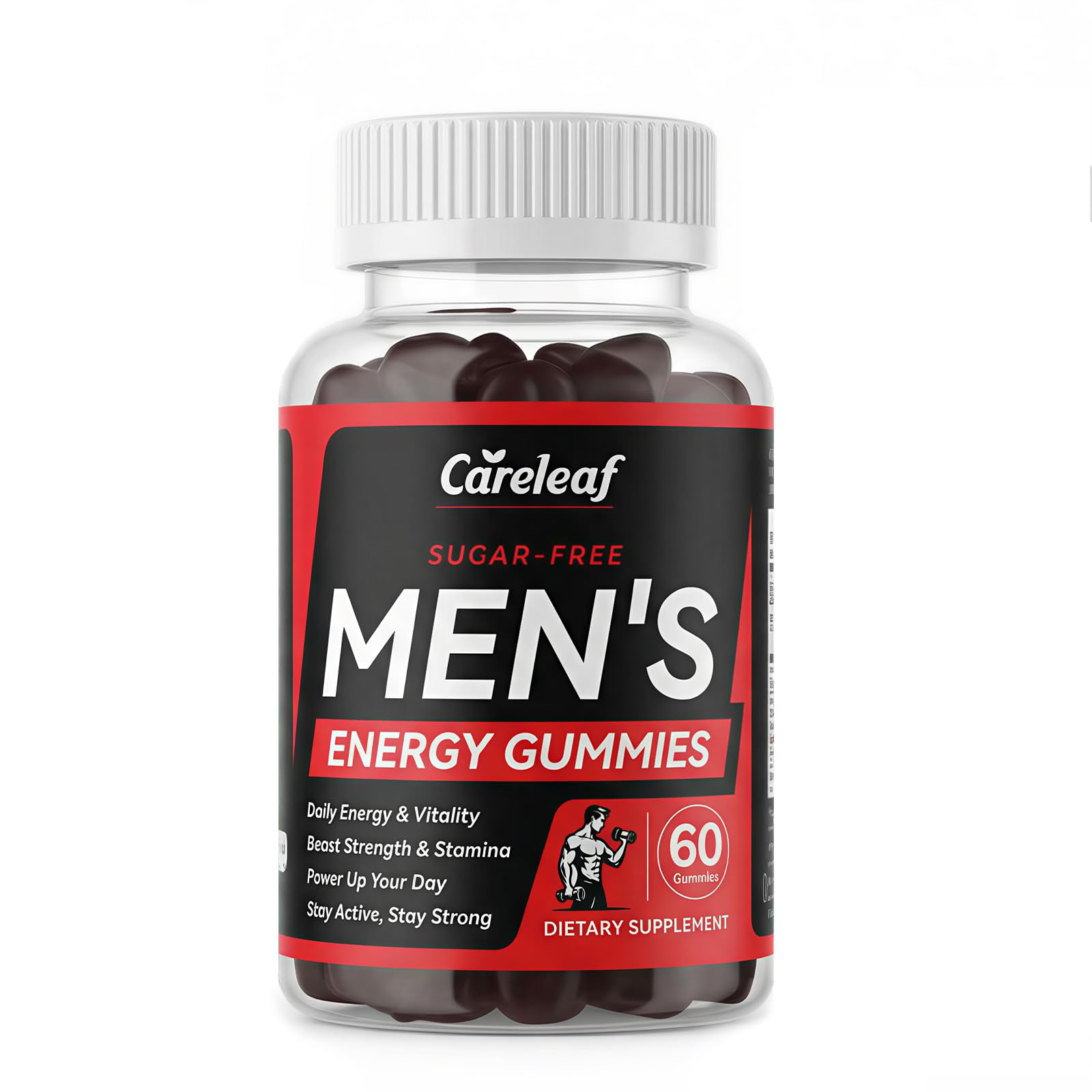 careleaf Suplemento em Gomas para Homens com Maca, Ginseng, Epimedium, Gengibre-preto, Semente de Abóbora, Zinco e Selênio, 60 gomas