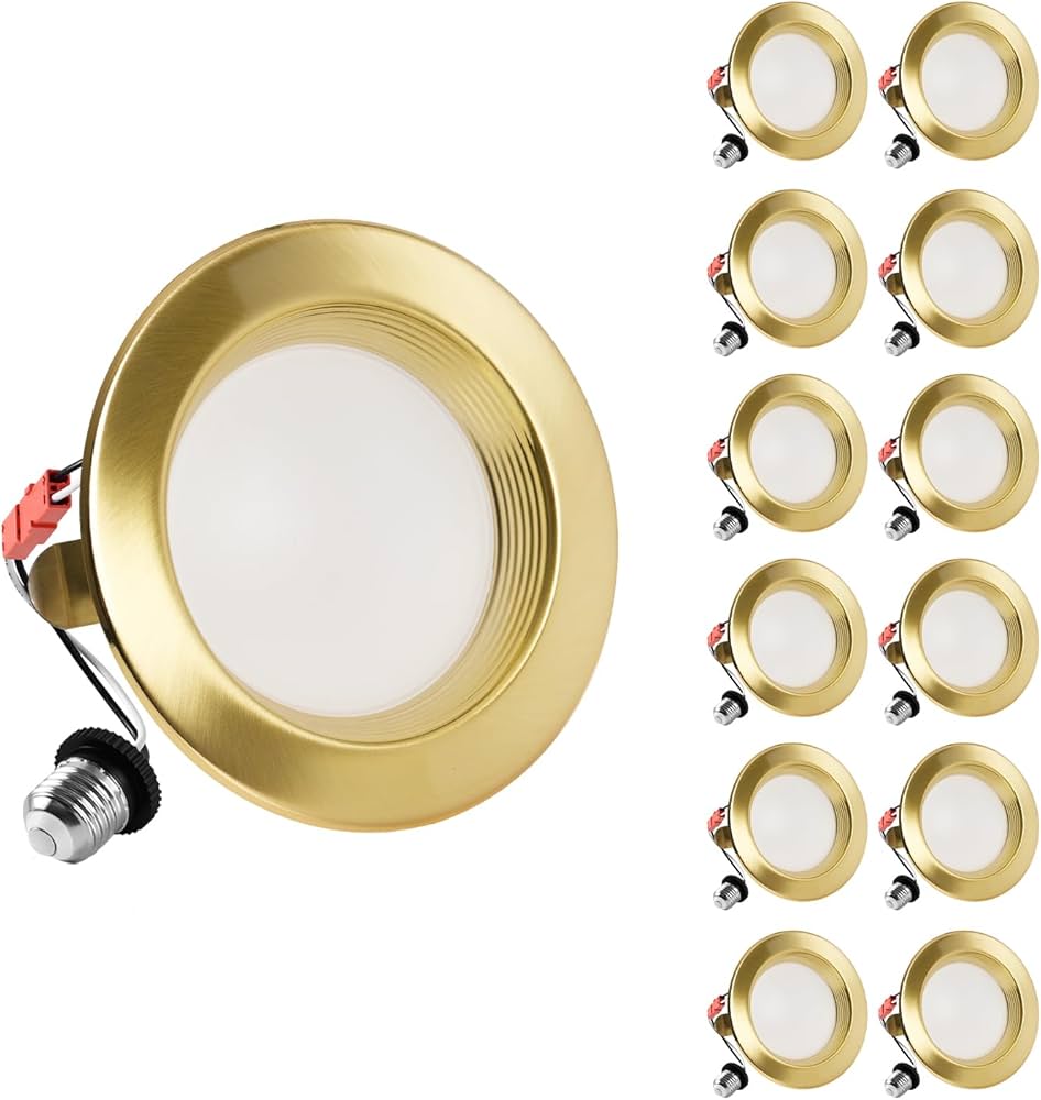ZYC Gold 4 Inch Retrofit LED, 12 Pack Dimmable Retrofit