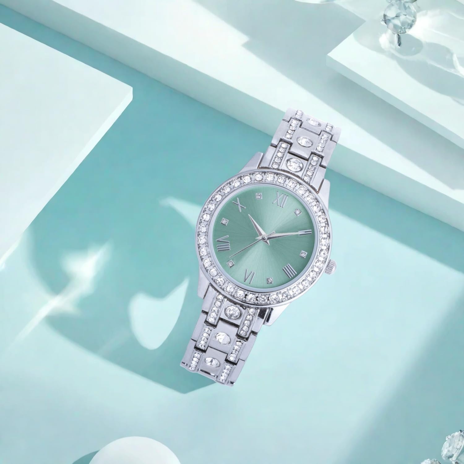 NUOVO Orologio da donna Analogico al Quarzo con Bracciale in Acciaio Inossidabile Argentato, Impermeabile, lunetta in cristallo, Orologio da Ragazza in Argento