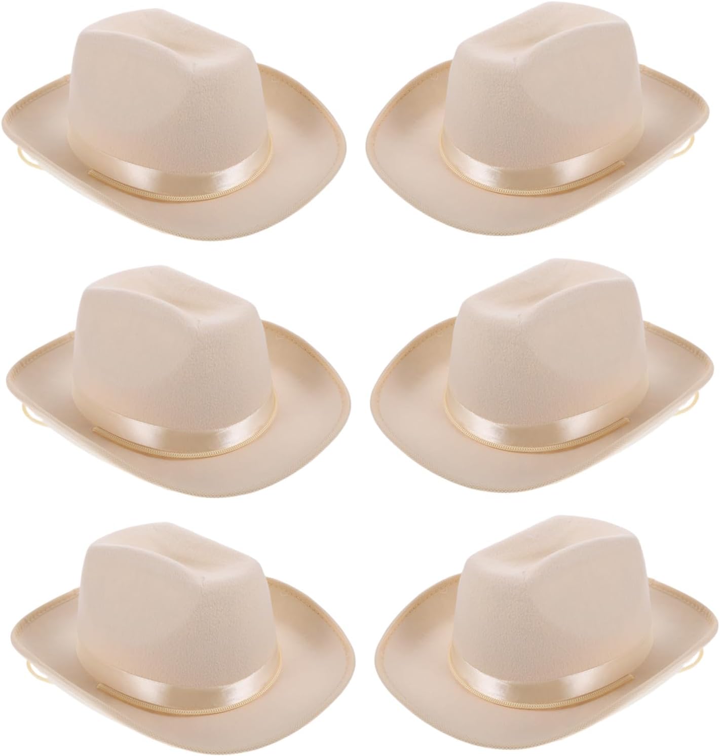 PartyKindom 6pcs Cowgirl Hat Lightweight Breathable Broad Brimmed Western Cowboy Hats for Adjustable Back Strap Comfortable Fit for Parties Costumes Outdoor Play