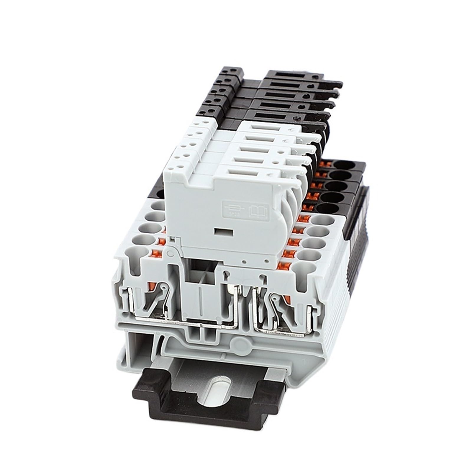 10 pièces PT4-HESI porte-fusible bornier enfichable 5 * 20mm 0,5a-10A 24V/220V LED connecteur de Rail Din 4mm2 PT4(Black-without LED,With 0.5A Fuse)