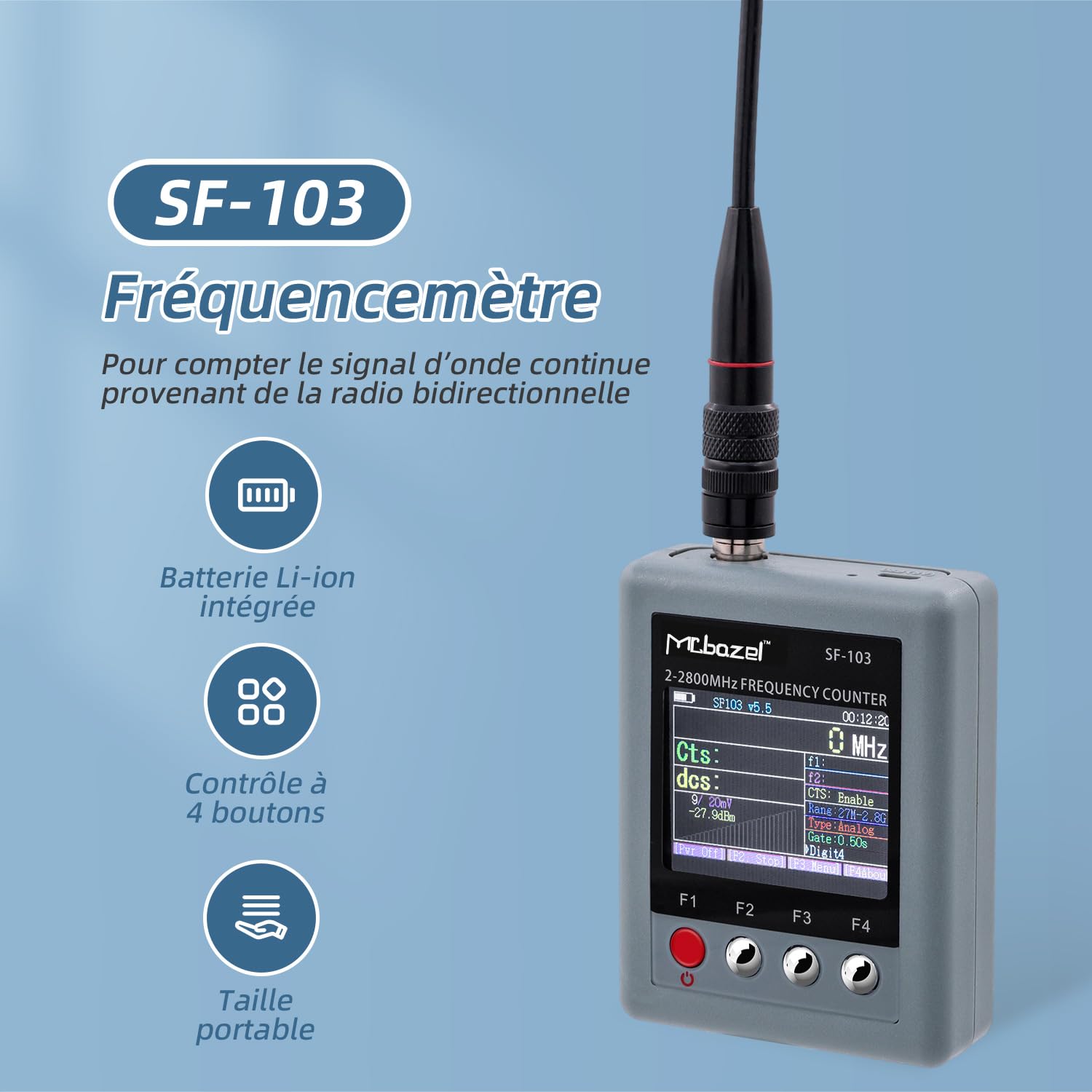 Mcbazel SF-103 Handheld 2-2800mHz Compteur de fréquence