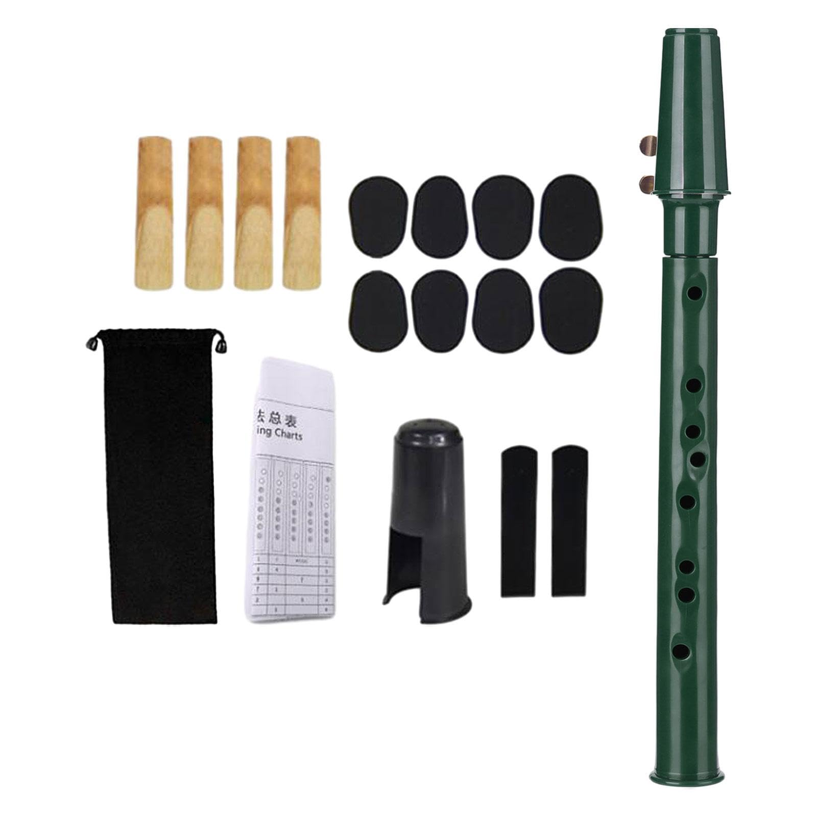 5 set di Pocket Sassofono Pratica Strumento Portatile per Amatori Bambini Principianti Verde 34x3 cm