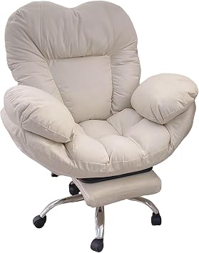 Office Desk Gaming Chair Lazy Sofa Armchair with Footrest for Bedroom White Recliner Chair for Home/Office/Study/Gaming