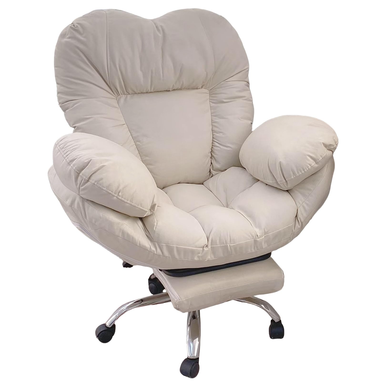 Office Desk Gaming Chair Lazy Sofa Armchair with Footrest for Bedroom White Recliner Chair for Home/Office/Study/Gaming