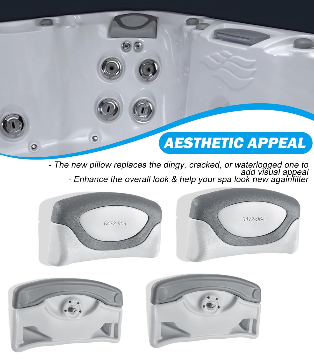 4er-Pack 6472-964 Spas Ersatzkissen passend für Sundance 880 Serie Spa & Whirlpool 2009–2017, ersetzt 6455–484