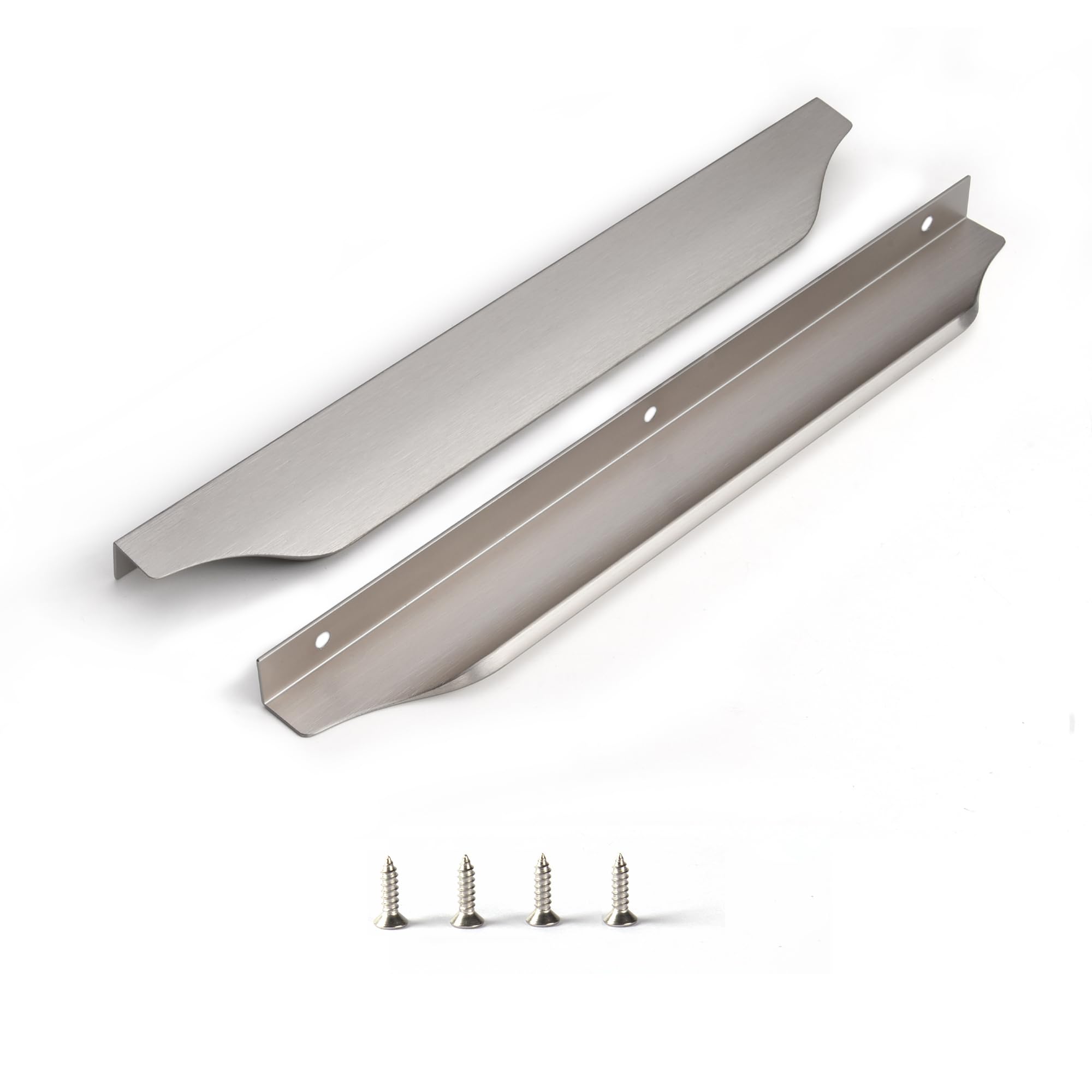 sunlithor Edge Finger Tab Pulls for Cabinets Invisible Kitchen Concealed Aluminum Flat Hidden Drawer Pull Easy to Install Pack of 10 Brushed Nickel