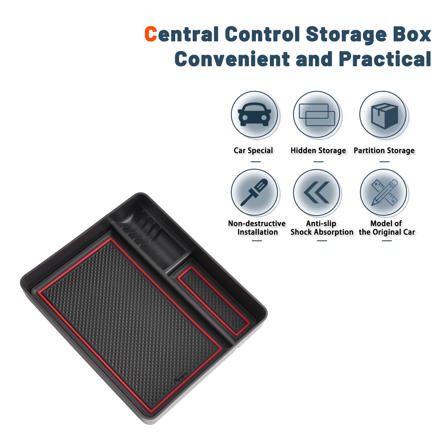 BIXUAN Organizer Console Hyundai Tucson NX4 2021-2024 | Scatola Portaoggetti Con Tappetino Antiscivolo