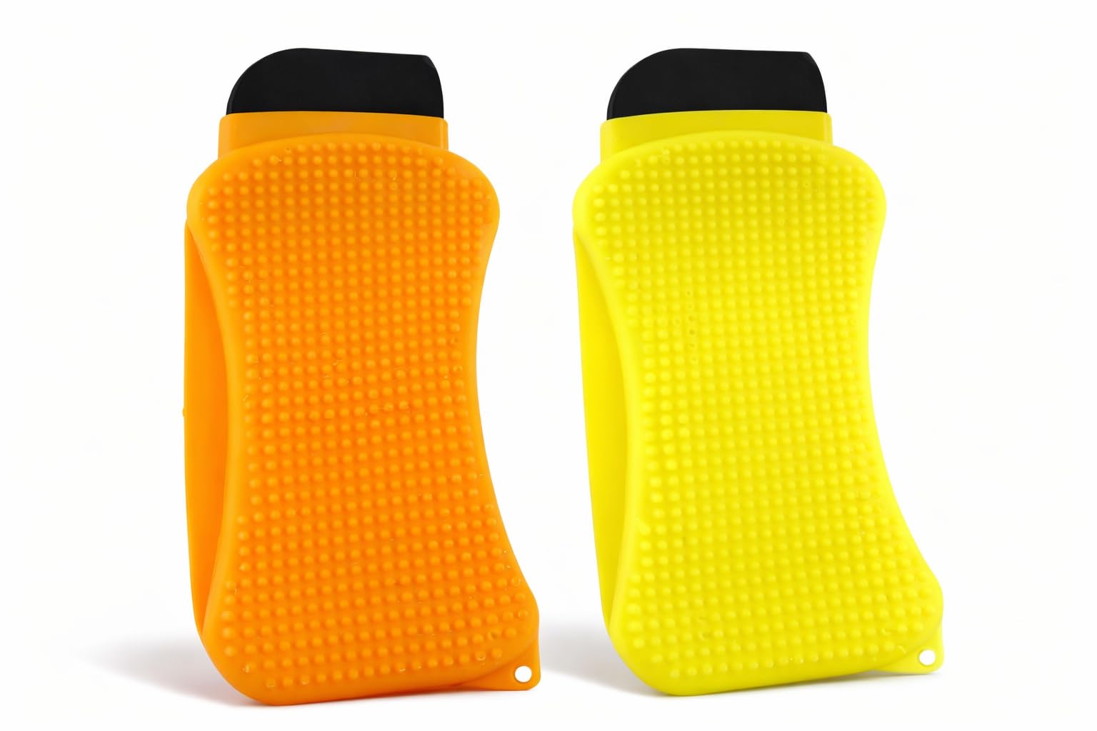 2 Pack Silicone Dish Sponge with Soap Dispenser, Nylon Scraper and Squeegee Edge, Reusable Non Porous Kitchen Cleaning Tool for Pots Pans Plates