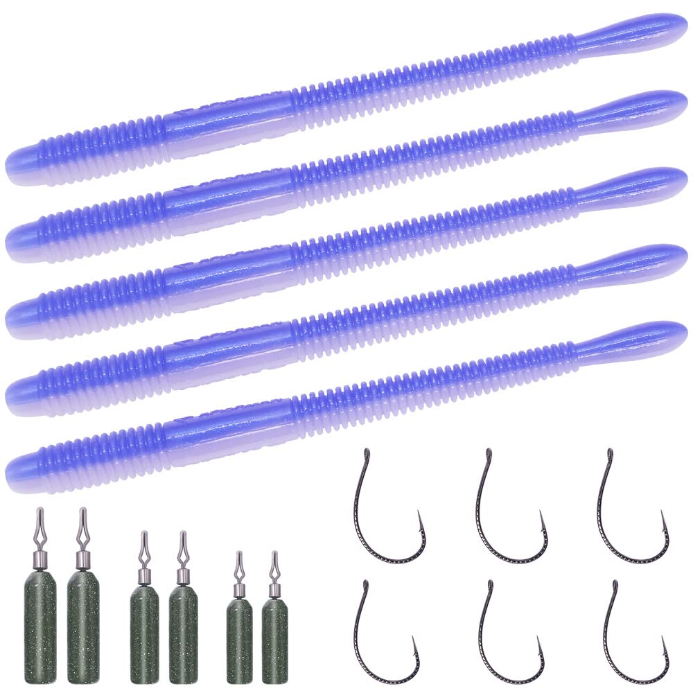 Buy Drop Baits Finesse Fishing Worms for Bass Fishing Soft Plastic Worms Drop Rig Rubber Worm