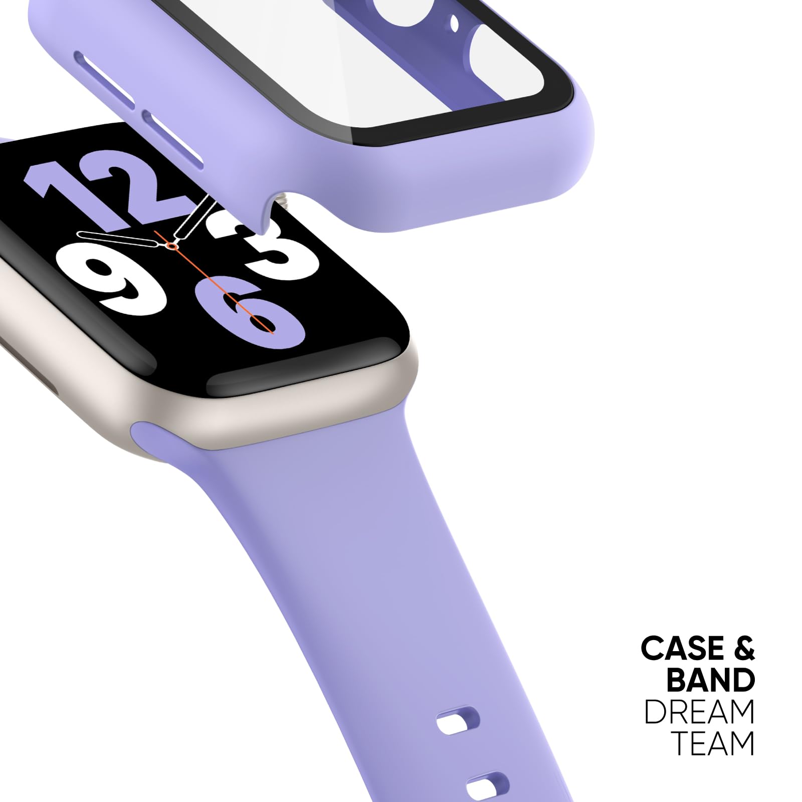 Joehwerr Cinturino 3 in 1 per Apple Watch da 40 mm, 41 mm, 44 mm, 45 mm, con custodia e pellicola protettiva, cinturino sportivo in silicone e custodia protettiva con vetro temperato 9H, per iWatch