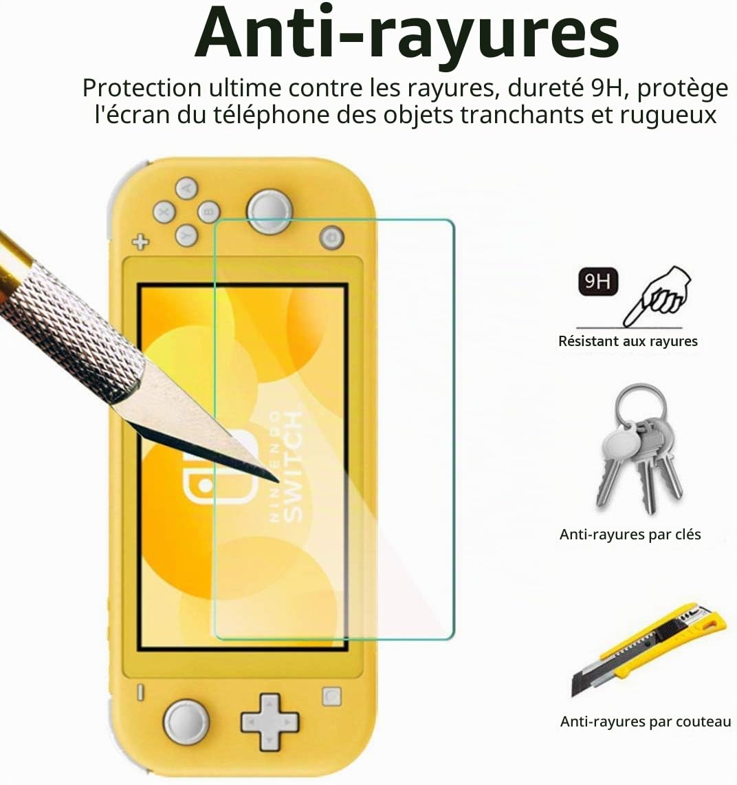 Protection écran pour Nintendo Switch LITE en Verre Trempé - Pack de 2 FILMS - Premium Ultra Résistant en Verre Trempé - Oléophobe 100% Transparent