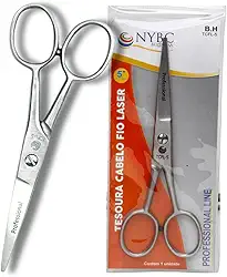 Tesoura Cabelo Fio Laser 5' (12,7cm) Aço Inox 420 Profissional Corte Reto NYBC Beauty TCFL-5