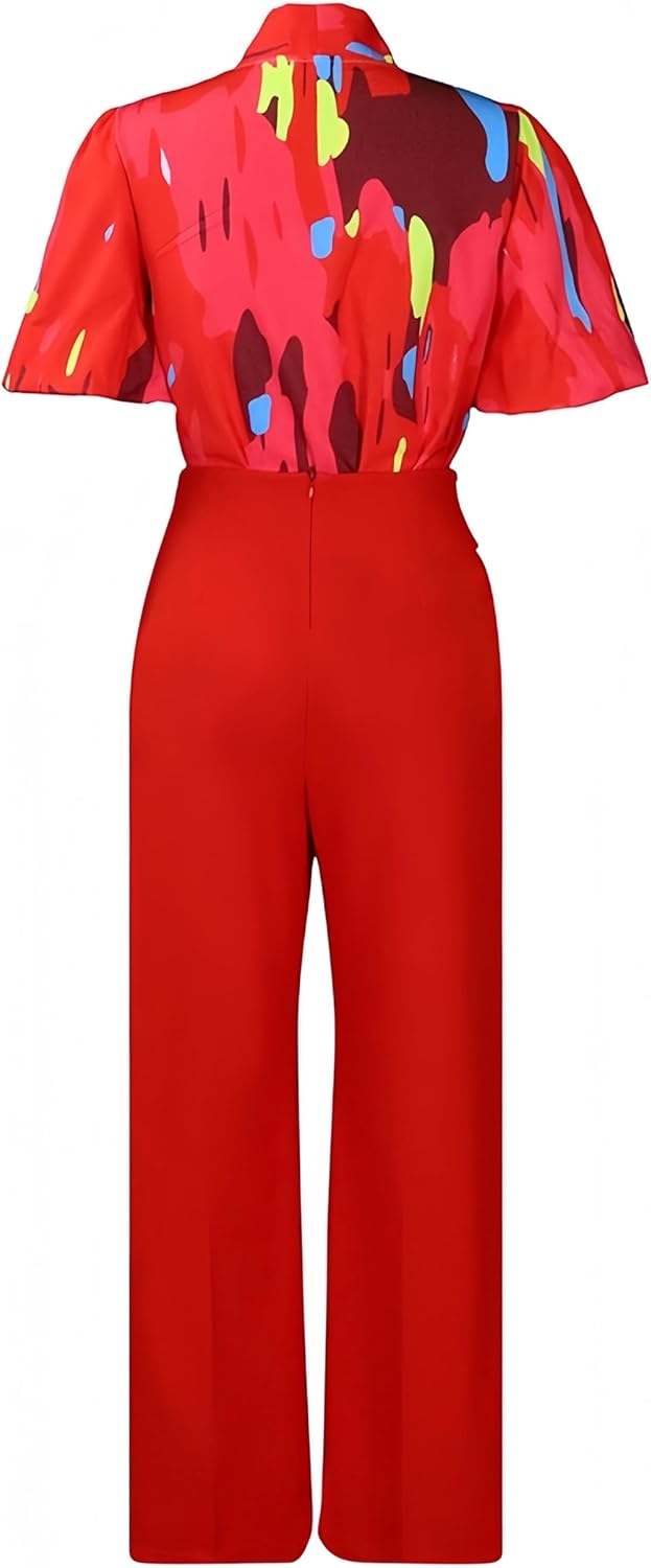 INR Women's Two Piece Outfits Blouse and High Waisted Wide Leg Pants with Packet Fit Cocktail Party and Casual Tourism - Image 3