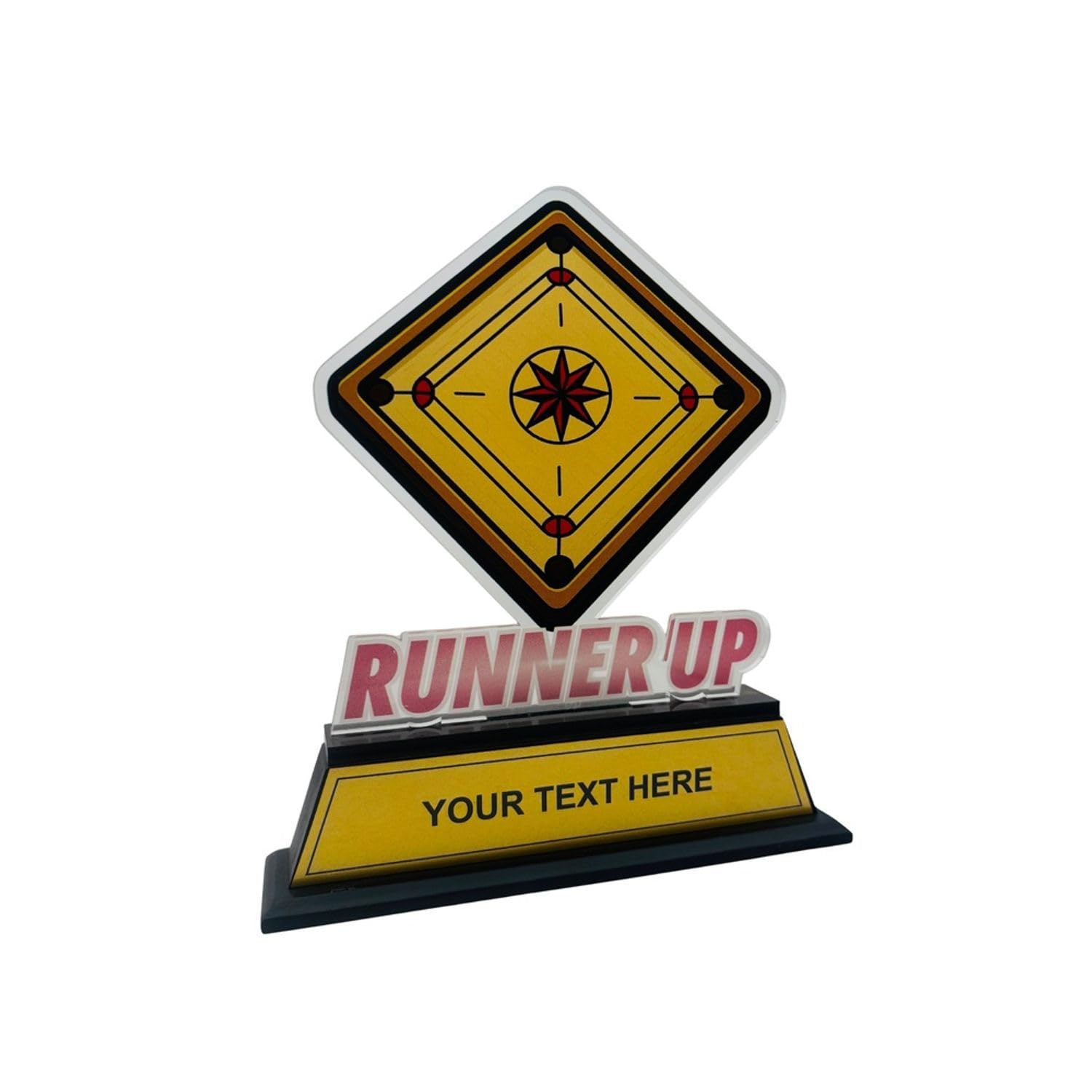 Acrylic Carrom Runner Up Trophy (10 Inch) | Premium Carrom Board Award with Wooden Base | Customizable Sports Trophy for Tournament, Club & School Events-picture-30