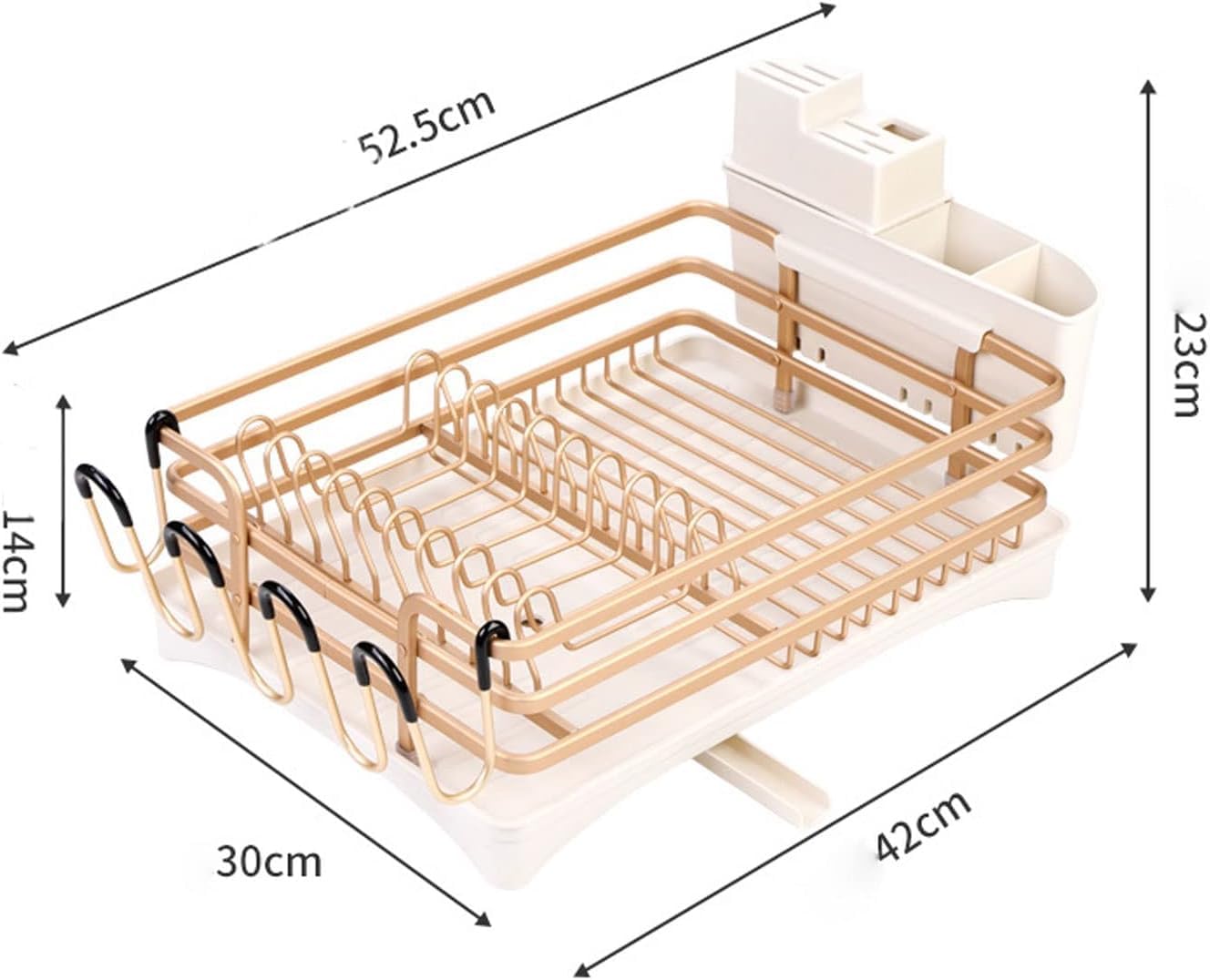Escurridor de platos de cocina de aleación de aluminio Champagne D – Soporte multifuncional para fregadero, escurridor de cubiertos y Nizer para platos y cuchillos
