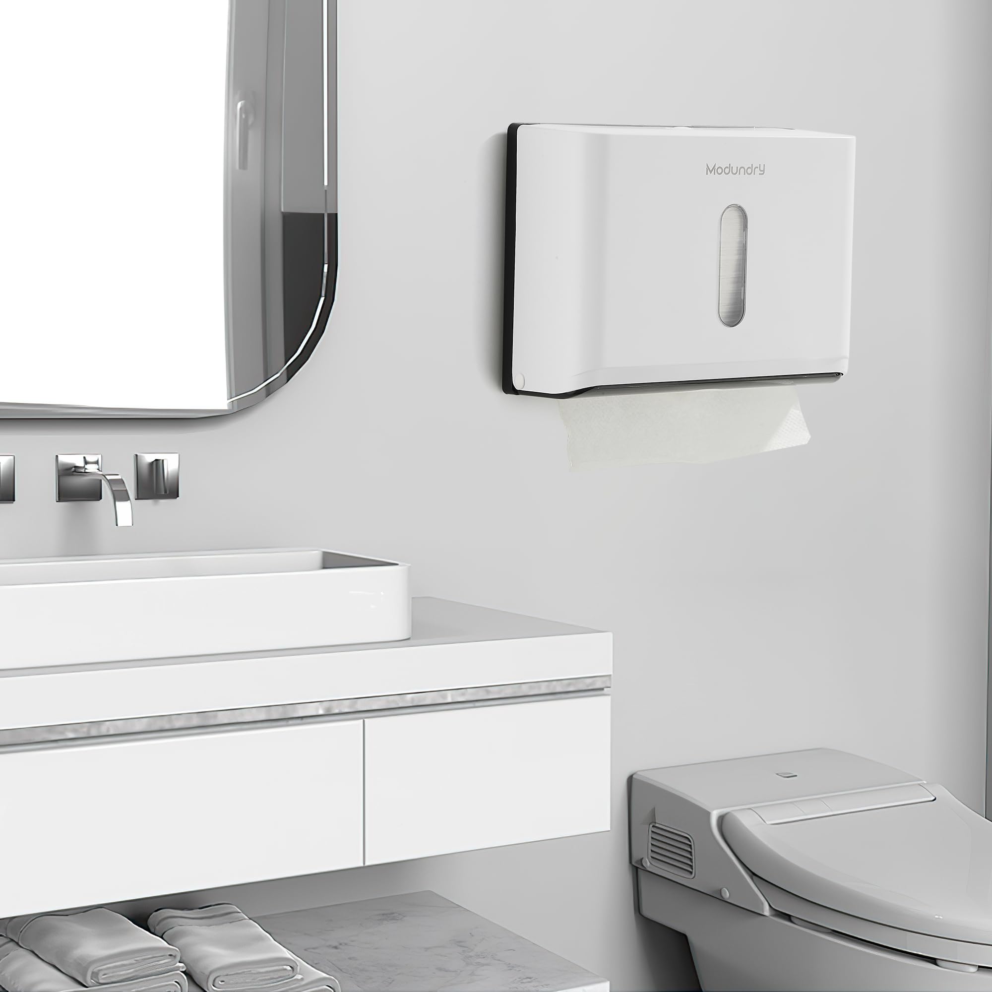 Dispenser Carta Asciugamani a Parete, Dispenser Salviette Bagno da Muro, Commerciale Bagno Cucina,Può Contenere Fino A 200 Fogli, Bianco