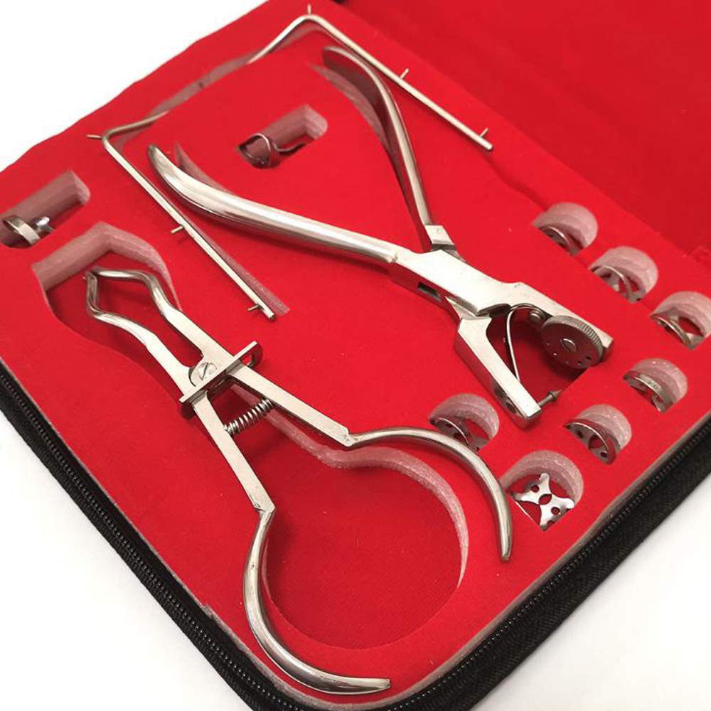 12 piezas Kit de dique de goma Perforador de goma Alicates de punzón Abrazaderas de presa Cuidado de los dientes Dental para dentista Ortodoncia.