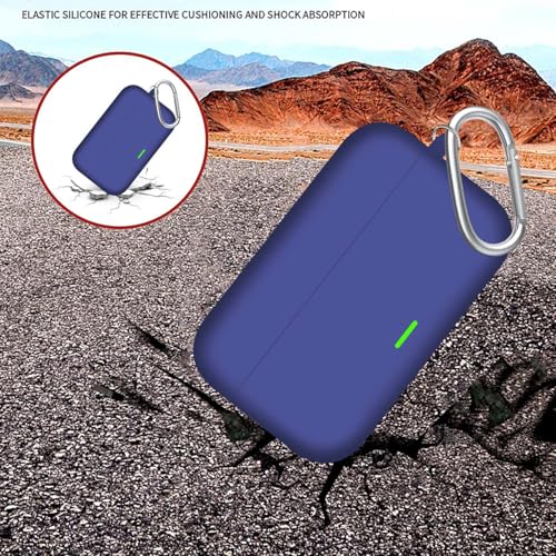 Image of Anvique Silicone Case Cover for Realme Buds T500 Pro, Shockproof Protective Earbuds Cover with Keychain Hook, Anti-Scratch Soft Silicone Skin, Full Body Protection Case (Blue)