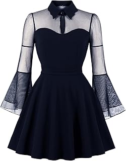 Women 50s 60s Vintage Trumpet Sleeve A-Line Swing Party Cocktail Dress S-4XL - Buy now