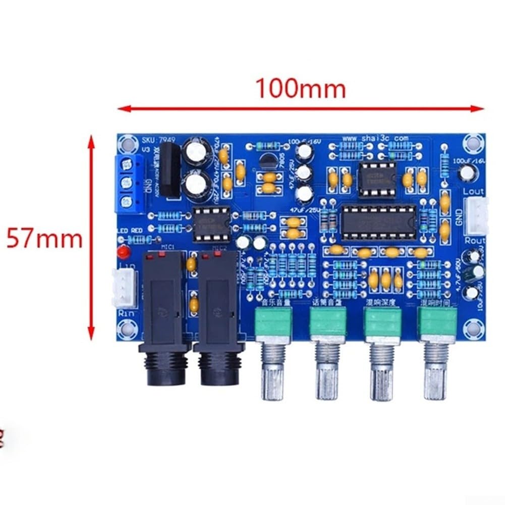 XH-M173 Module de mixage karaoké avec puce PT2399 double entrée d'alimentation 12 V CA conçu pour les amateurs d'audio et les constructeurs de systèmes de karaoké DIY