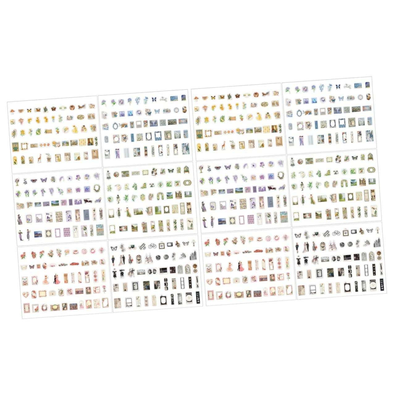 Sewroro 1200hojas Pegatinas Retro Autoadhesivas Para Scrapbooking y Journaling Decoraciones Delicadas Para Álbumes y Manualidades De Materiales Creativos