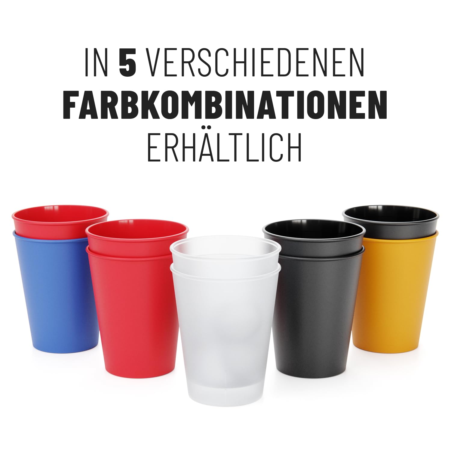 SoPro 22er Set Party Becher Plastik spühlmaschinenfest inkl. 3 Bälle | Made in Germany Hartplastik Mehrweg Partybecher wiederverwendbar 0,5 Liter - Party Becher Plastik, Plastikbecher Set