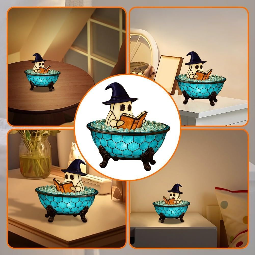 Ghost Bubble Bath Lamp, Handmade Spooky Night Light for Spooky Decor,Ghost Night Light,Ghost-Themed Bathtub Accent Lamp (2)