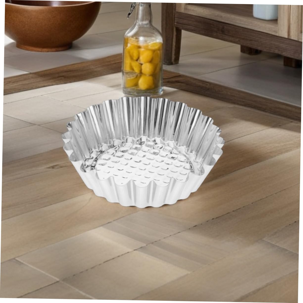 TOYANDONA 30piezas Moldes para Tartaletas de Huevo Mini Moldes Redondos de Acero Inoxidable para Hornear Borde Decorativo de Flores para Hornear Tartas Pequeñas