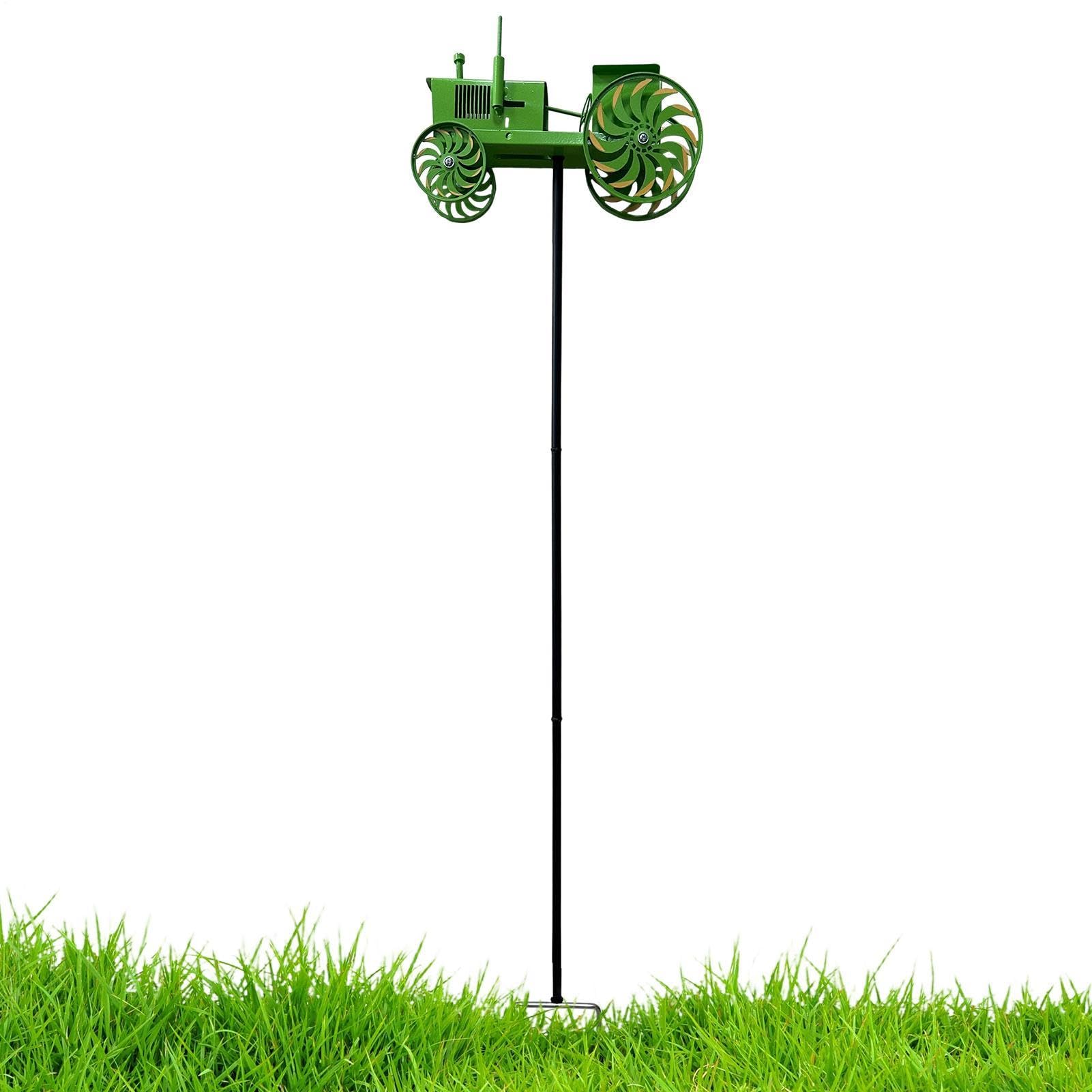 Generisch Metal Tractor Wind Chime - 85cm Iron Bright Rotating Garden Stake Outdoor Decoration | Wind Sculpture, Colourful Lawn Decoration, Flower Bed Display On The Patio