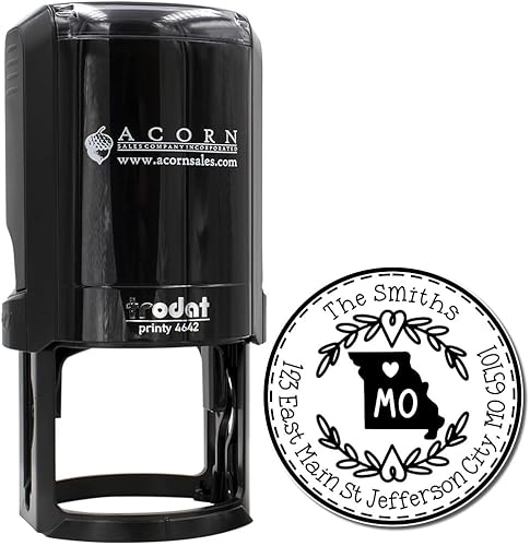 Miniatura 710 de Round State Love - Sello de dirección de devolución para Texas, uso con almohadilla de sello, mango de madera, sello de dirección de Texas