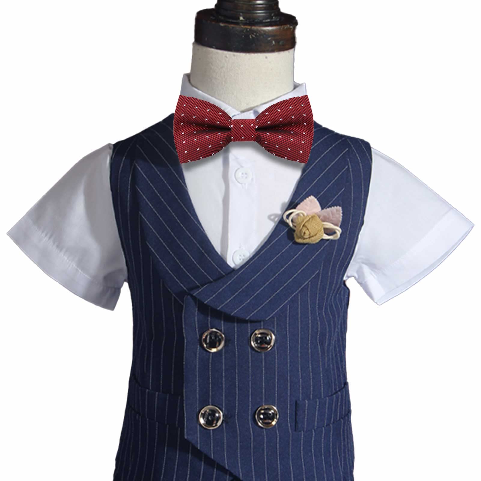 Niños Pajarita 10 * 5cm Poliéster Clásico Lazo Ajustable en Color Liso con Cierre de Gancho Elástico Fancy Pajaritas Lisas para Fiesta de Boda/Casual/Formal/Ocasiones de Negocios