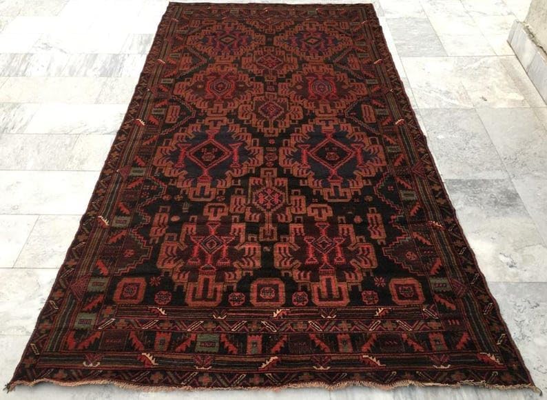 5 x 10 ft Afghan Handwoven Bokhara Wool Area Rug - (300 x 155 cm) Medallion Pattern for Elegant Home Décor