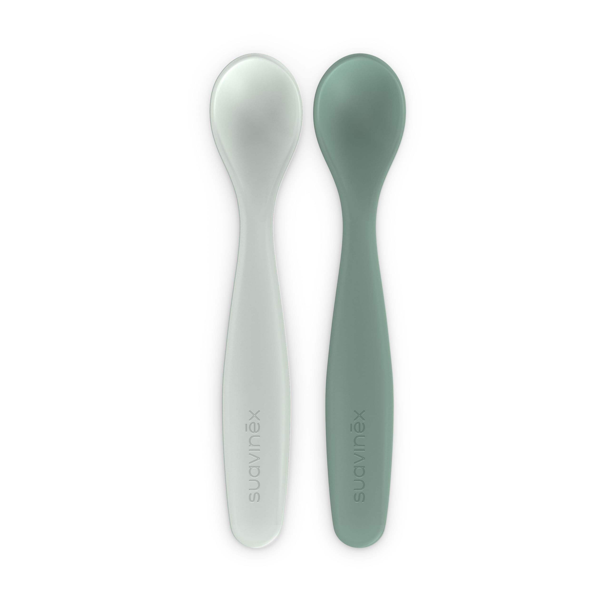 Suavinex, Pack 2 Cucharas para Bebés de Aprendizaje. Cucharas Infantiles. Aptas Encías Sensibles. Con Mango Largo. Ideal Papillas y Potitos. Aptas Lavavajillas. Ergonómicas. Bebés +6 Meses, Verde — view 4