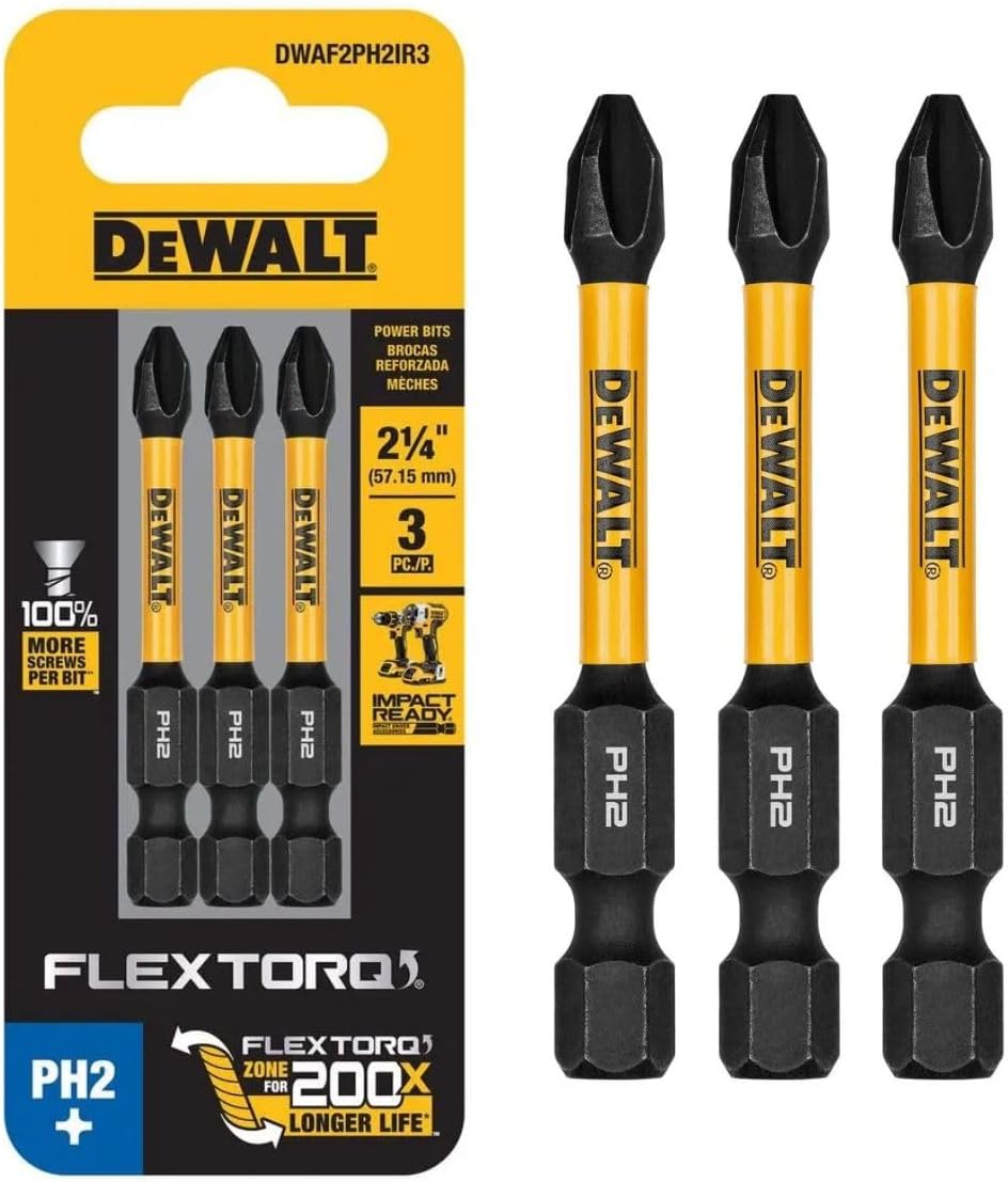 DW FLEXTORQ 3PK 2.25IN BITS FOR PH2