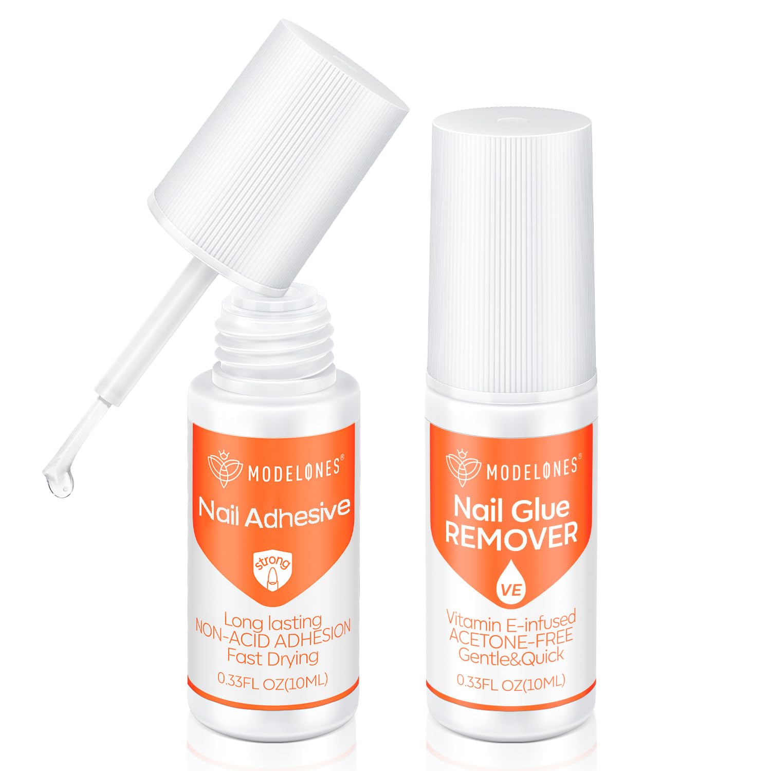 10ml coat set Nail Glue for Press On Nails with Remover Kit for Acylic Off for False Nails Non-Acetone Nail Polish Remove Vitamin E Non Dry Cracked