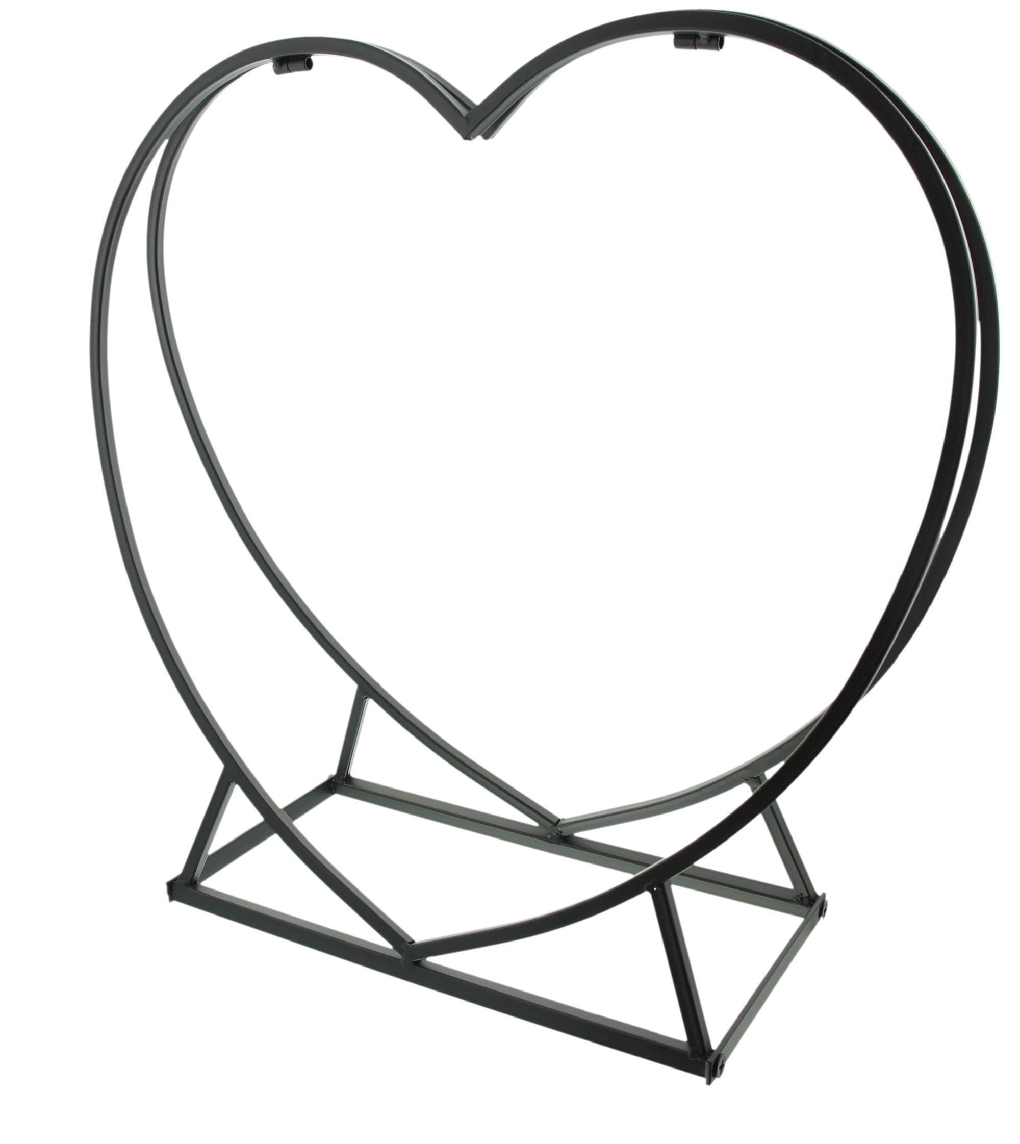FRANK FLECHTWAREN Kaminholzständer in Herz Form, Kaminholzhalter, Kaminholzkorb, Kaminholzregal Herz, Hochzeitsgeschenk, Romantik, Valentin, 55 x 18 x 54 cm Herzform