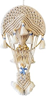Macrame Wall Hanging Tapestry Hot Air Balloon Hand-Woven Bohemia Tassel ...