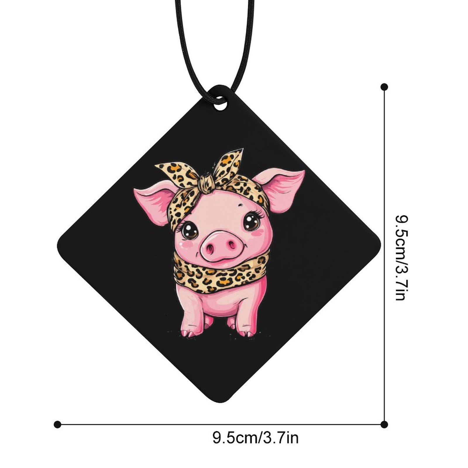 Cute Pigs Piggy Wearing Leopard Bandanna Car Air Freshener Hanging Aromatherapy Tablets for Car Accessories Rhombus