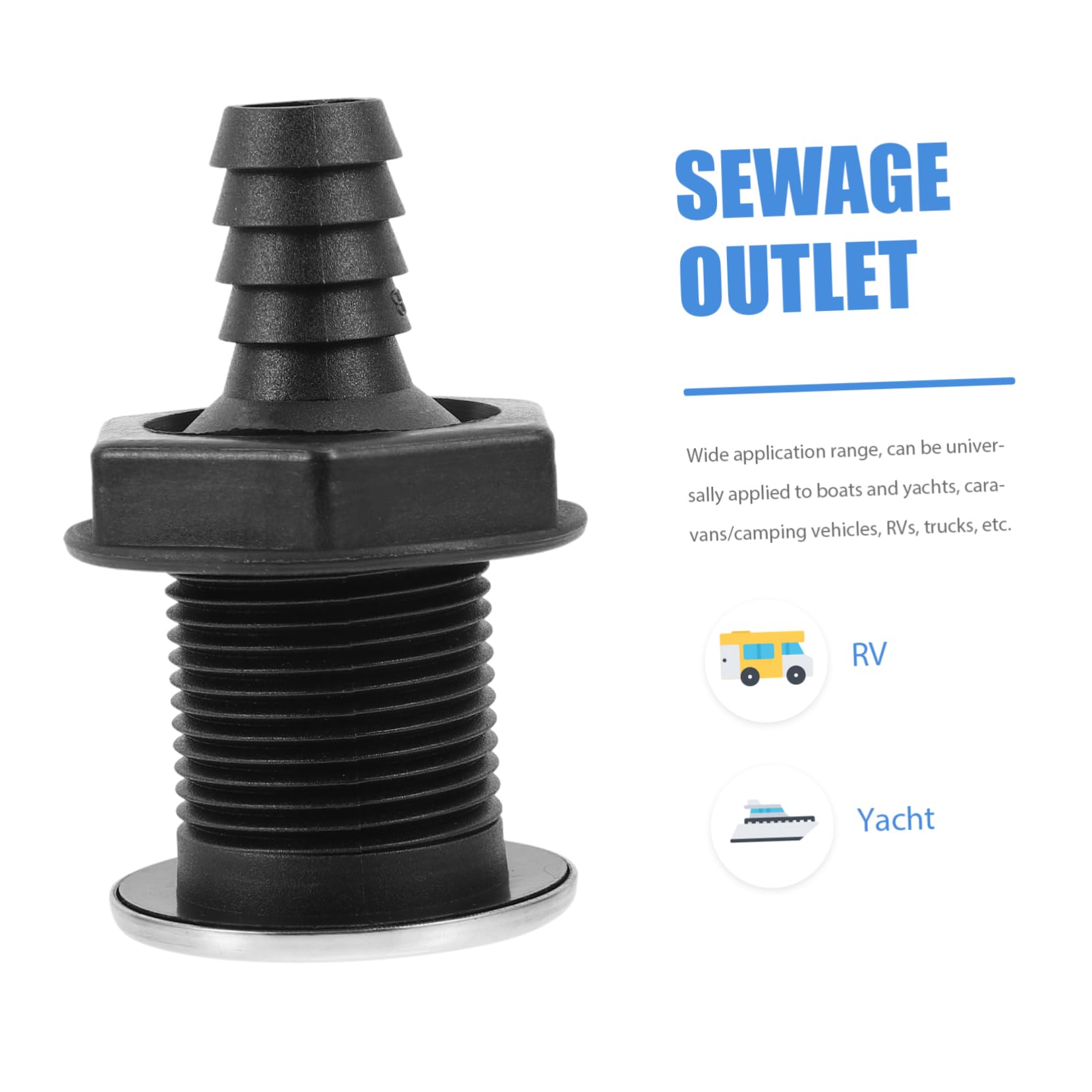 BESPORTBLE 2 Pezzi Scafo Camion Yacht Camper Scarico Mm Attraverso Hardware Durevole Impianto Idraulico Drenante Canoa per Casa Galleggiante Acque Reflue Dimensioni Drenaggio Marino Dritto