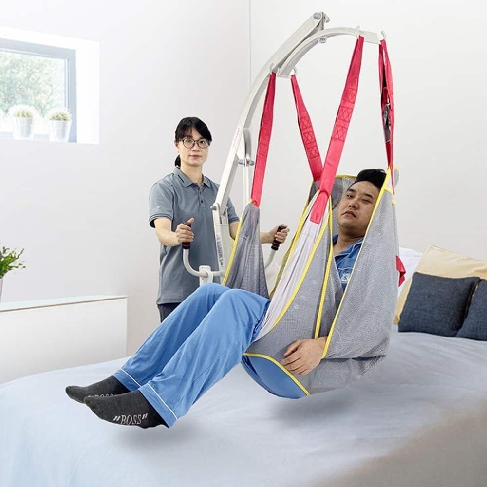 Grúa eléctrica para Pacientes en casa, para traslado de Personas Mayores de la Cama a la Silla con Dispositivo de Descenso Manual, fácil de Montar.